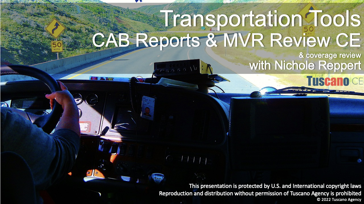 Transportation Tools - CAB Reports & MVRs